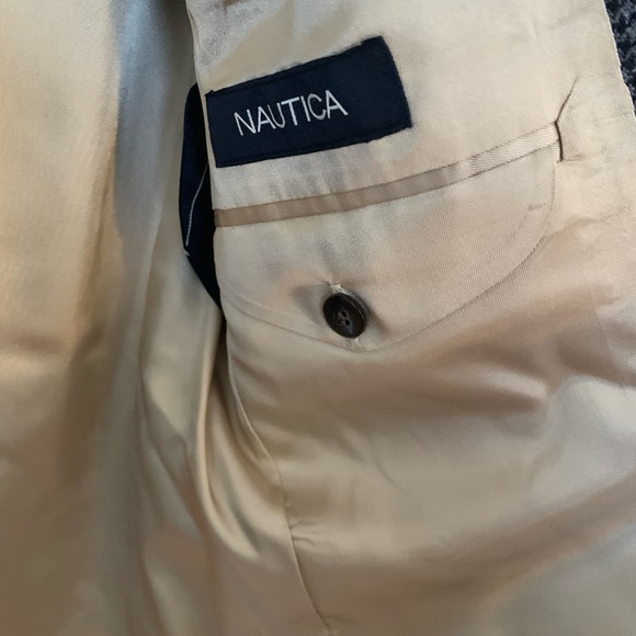 Nautica Men’s Suit Jacket Small Herringbone Pattern Navy and Gray Size 38R - Picture 5 of 9